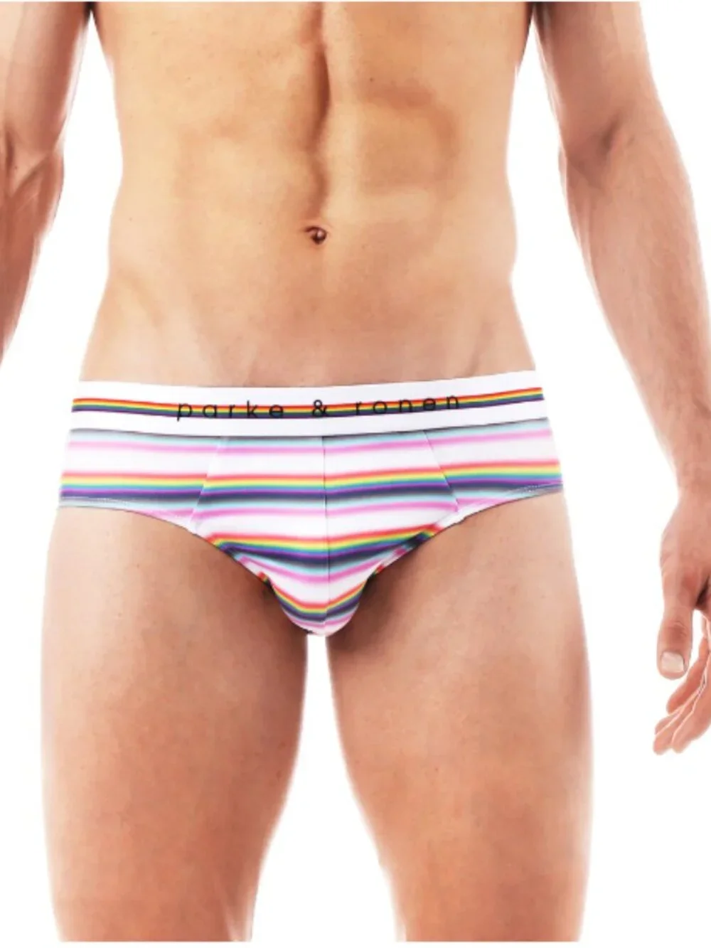 Parke & Ronen - Low Rise Brief - White Prism Stripe (M)